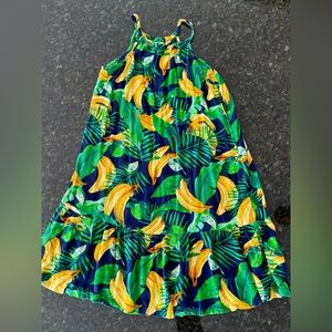 Girls chic tropical banana sundress  fit and flared style